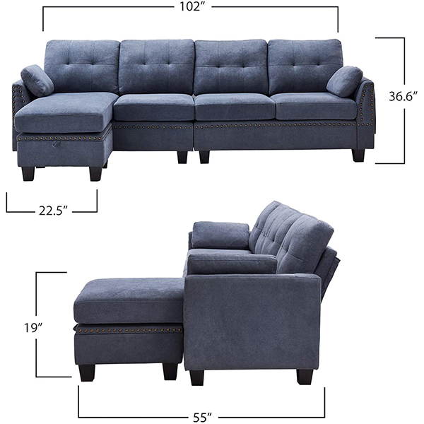 HONBAY Reversible Sectional Sofa Couch L-Shape Sofa