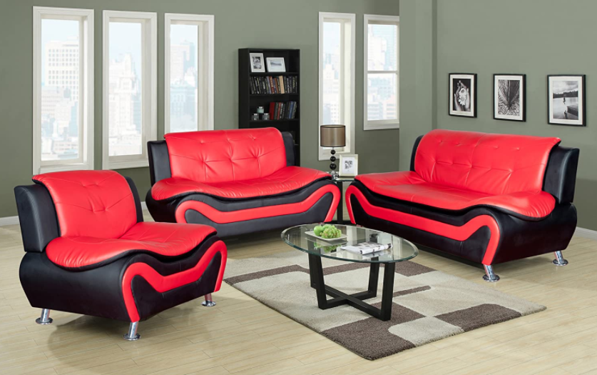 Beverly Fine Furniture 3-piece modern sofa set, black