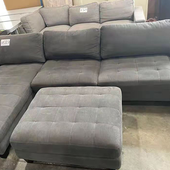 🔍 Previous Next Home Lucca Linen Reversible Sleeper Sectional Sofa Light Gray