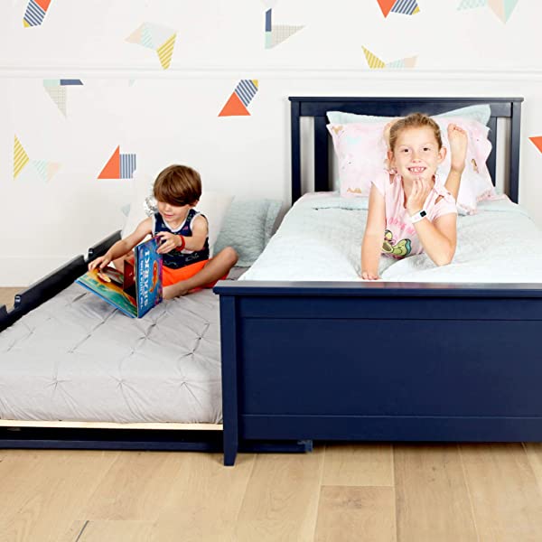 Max & Lily Twin Bed with Trundle, White White Bed with Trundle