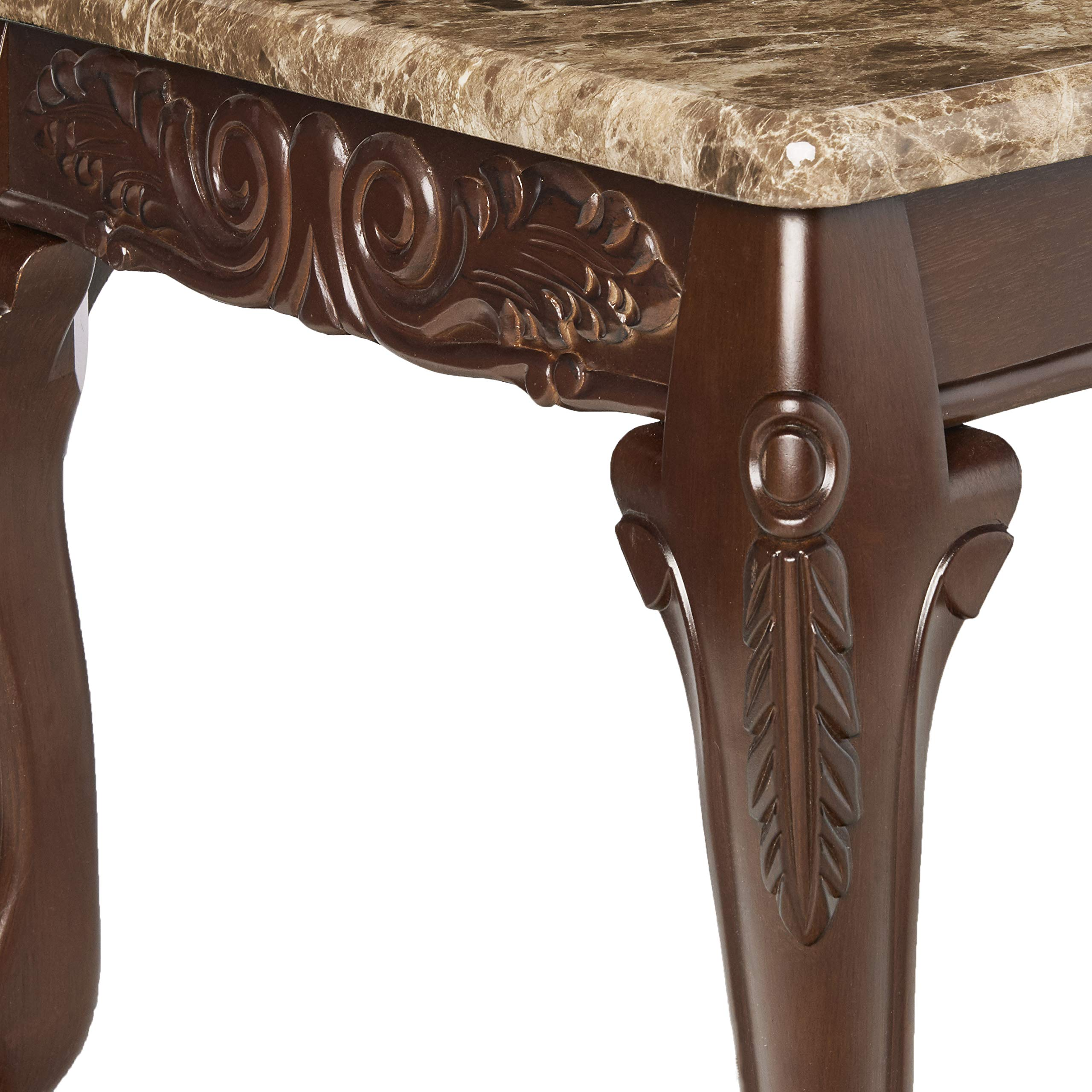 【Furniture】3-Piece Traditional Faux Marble Top Accent Tables Set, Dark Oak