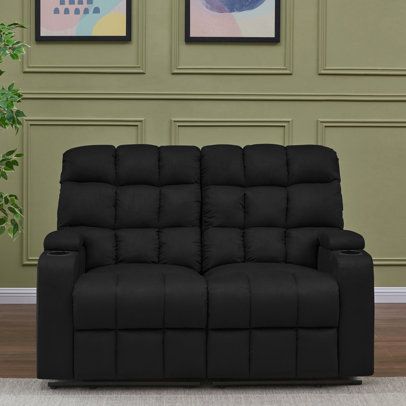 【Furniture】Grigor 57.5'' Wide Home Theater Loveseat with Cup Holder