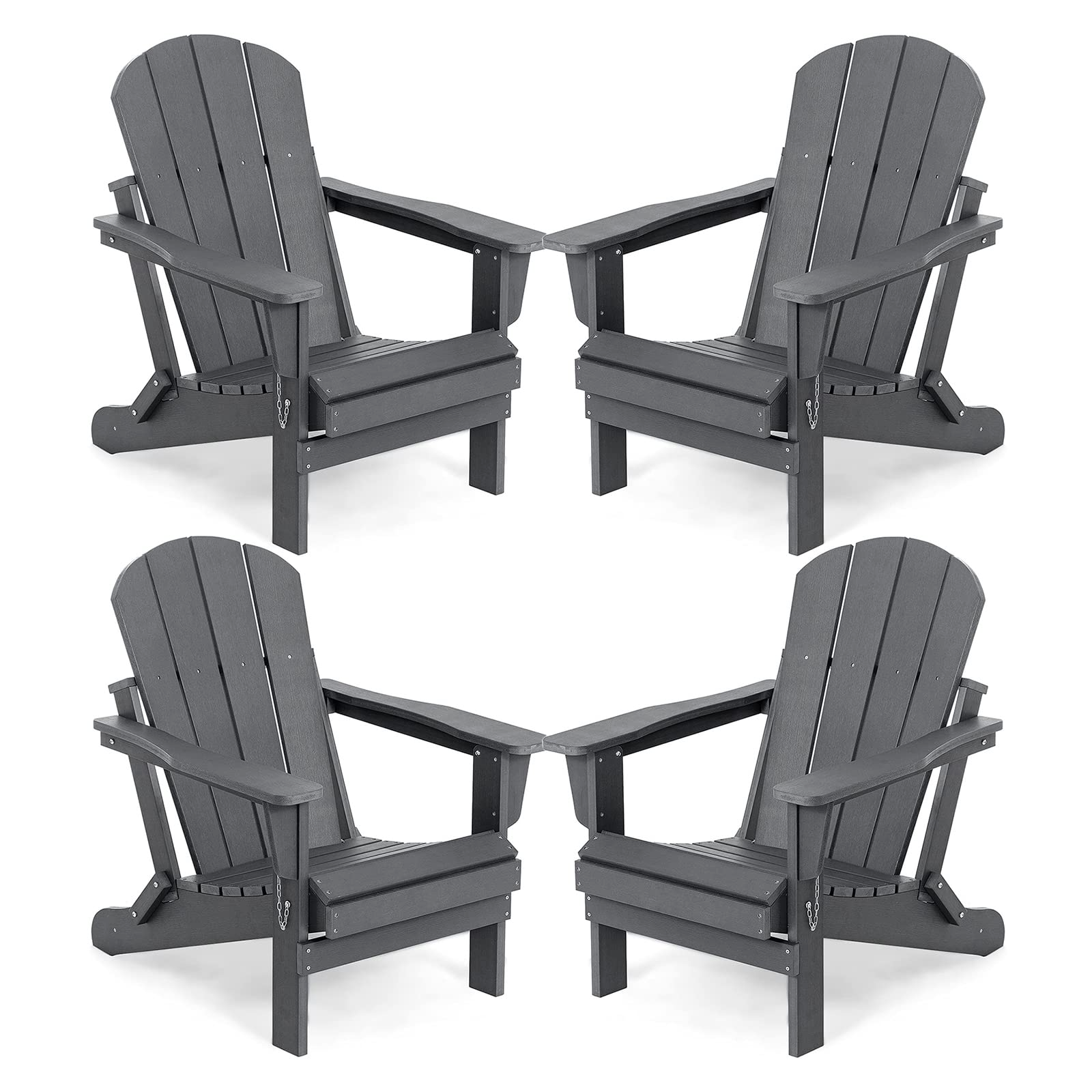 【Home&Garden】Folding Adirondack Chair Set of 4, Multi-Colour