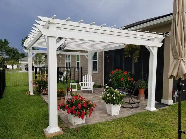 14' x 10' White Steel Traditional Pergola with Sail Shade Soft Canopy