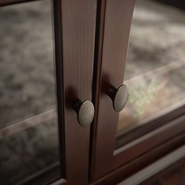 Walker Edison Concord Classic Glass Door Storage TV Console for TVs up to 80 Inches, 70 Inch, Espresso Brown Espresso Brown 70 Inch Tall TV Stand