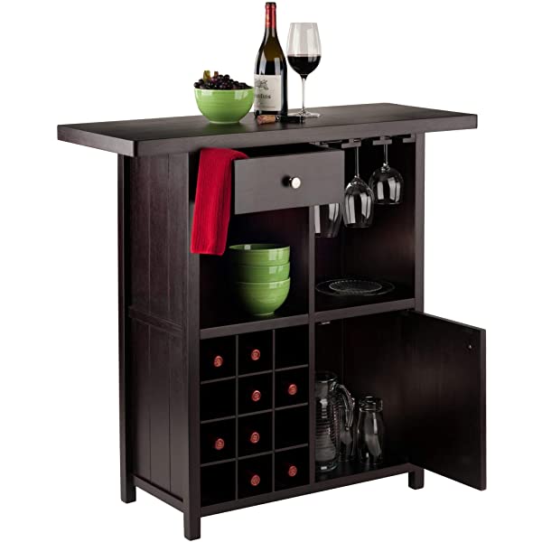 Winsome Macon Bar Wine Cabinet, Espresso