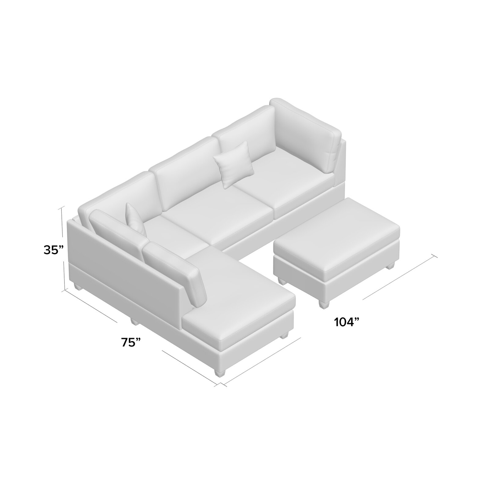 【Furniture】Hemphill 3 - Piece Upholstered Chaise Sectional