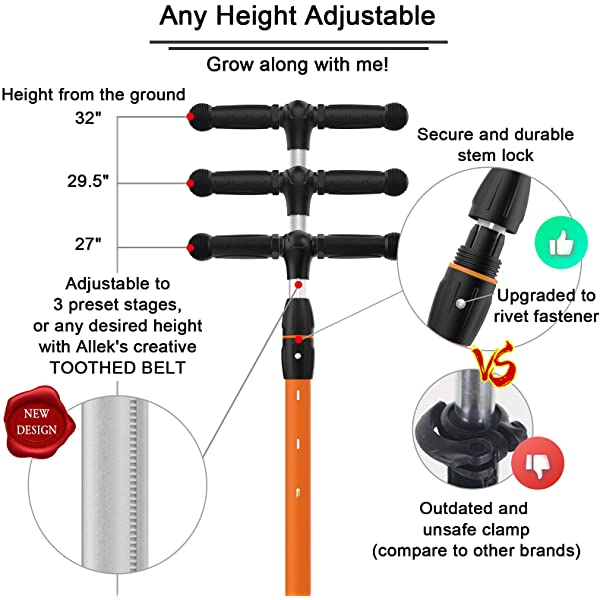 Allek Kick Scooter B03, Lean 'N Glide 3-Wheeled Push Scooter with Extra Wide PU Light-Up Wheels, Any Height Adjustable Handlebar and Strong Thick Deck for Children from 3-12yrs (Rose Pink)