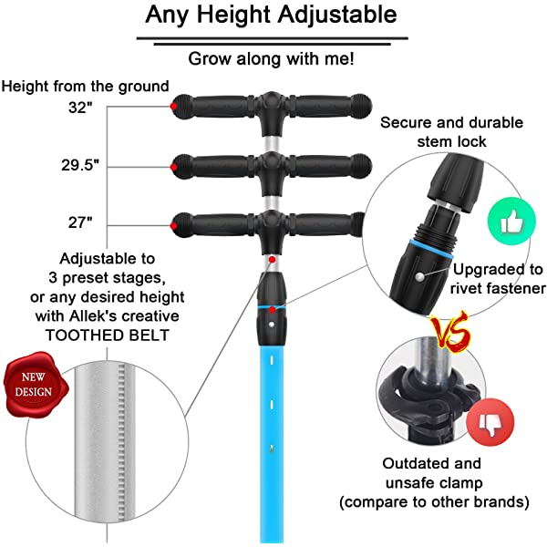 Allek Kick Scooter B03, Lean 'N Glide 3-Wheeled Push Scooter with Extra Wide PU Light-Up Wheels, Any Height Adjustable Handlebar and Strong Thick Deck for Children from 3-12yrs (Rose Pink)