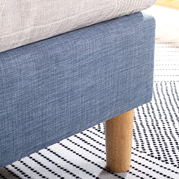 ZINUS Lottie Upholstered Platform Bed Frame / Mattress Foundation / Wood Slat Support / No Box Spring Needed / Easy Assembly, Grey, Queen Grey Queen Standard