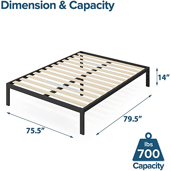 ZINUS Mia Metal Platform Bed Frame / Wood Slat Support / No Box Spring Needed / Easy Assembly, Black, Full Standard Full Black