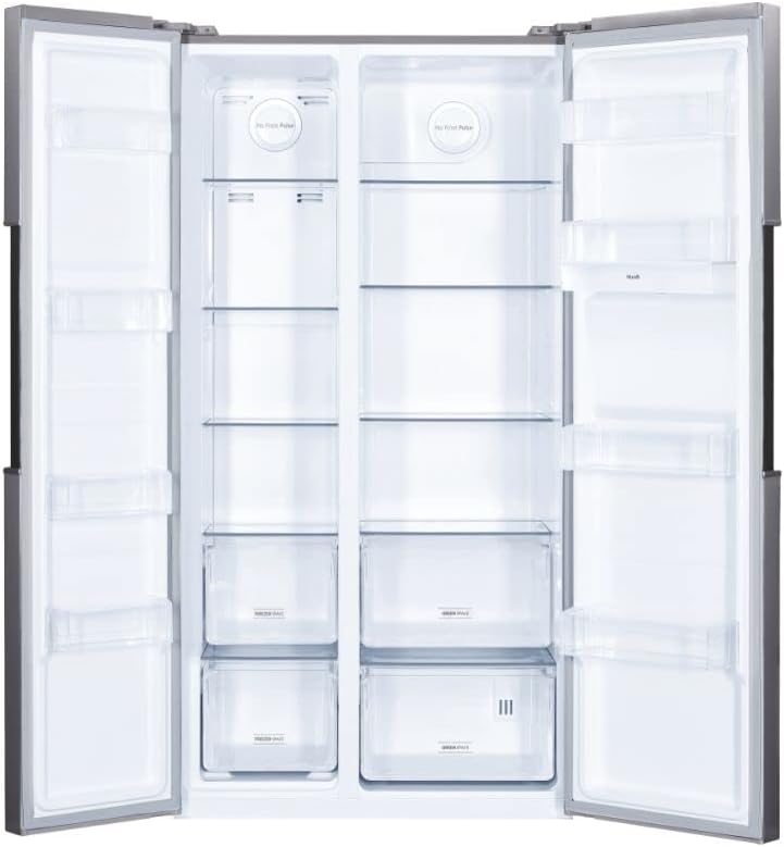 Hoover HHSBSO6174XWDK Freestanding  Fridge Freezer, Total No Frost, 521L Total Capacity, 90.2cm Wide, No Plumbing Water Dispenser, Stainless Steel [Energy Class E]